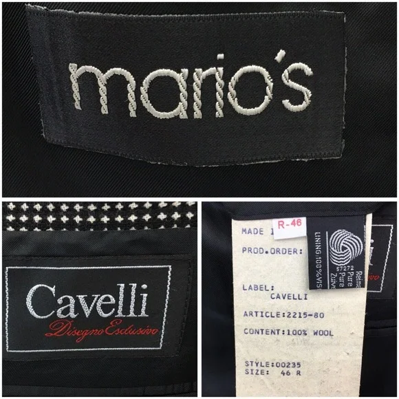 VINTAGE MARIOS Mens Blazer Sport Coat 2 Button‎ Casual Jacket Size 46R Wool Suit